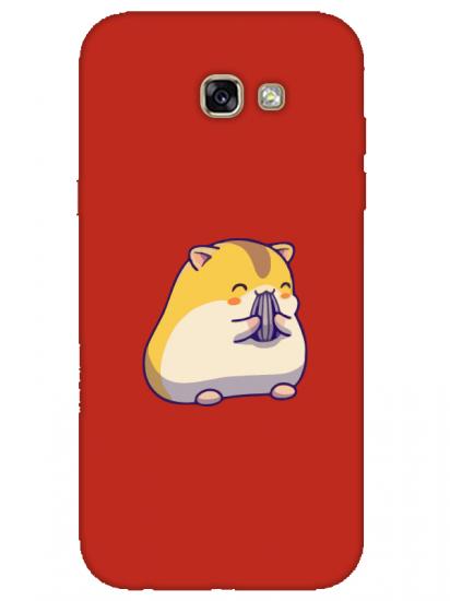 Samsung A7 2017 Sevimli Hamster Kırmızı Telefon Kılıfı