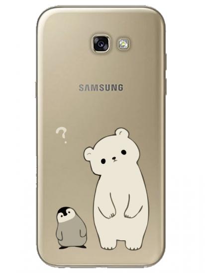 Samsung A7 2017 Penguen Ve Ayıcık Şeffaf Telefon Kılıfı