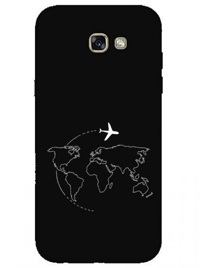 Samsung A7 2017 Harita Uçak Siyah Telefon Kılıfı