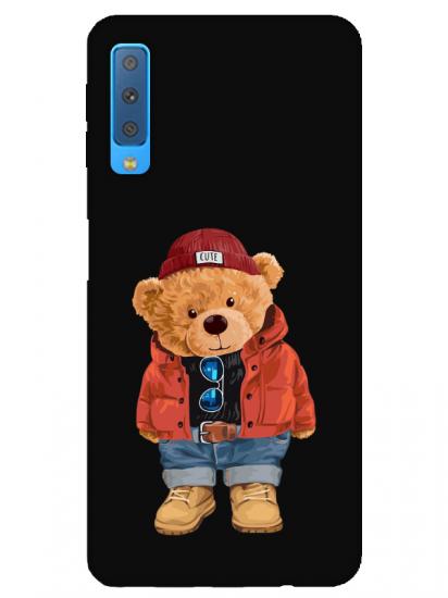 Samsung A7 2018 Teddy Bear Siyah Telefon Kılıfı