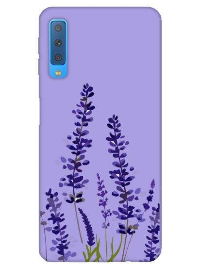 Samsung A7 2018 Lavanta Desenli Lila Telefon Kılıfı