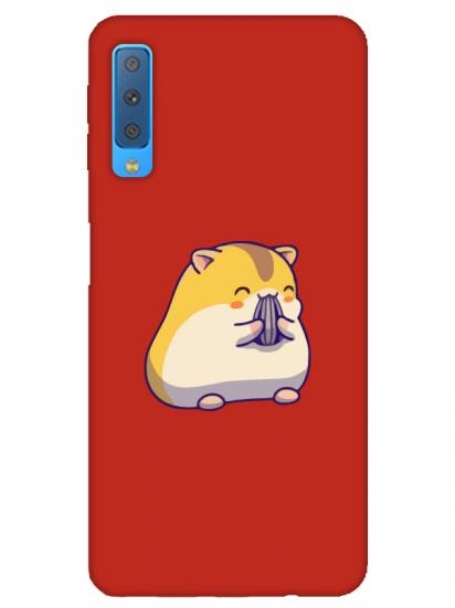 Samsung A7 2018 Sevimli Hamster Kırmızı Telefon Kılıfı
