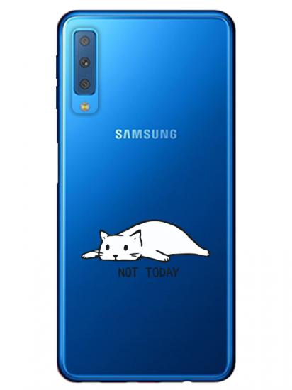 Samsung A7 2018 Not Today Kedi Şeffaf Telefon Kılıfı