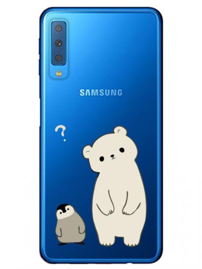 Samsung A7 2018 Penguen Ve Ayıcık Şeffaf Telefon Kılıfı