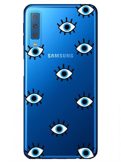 Samsung A7 2018 Nazar Gözler Şeffaf Telefon Kılıfı
