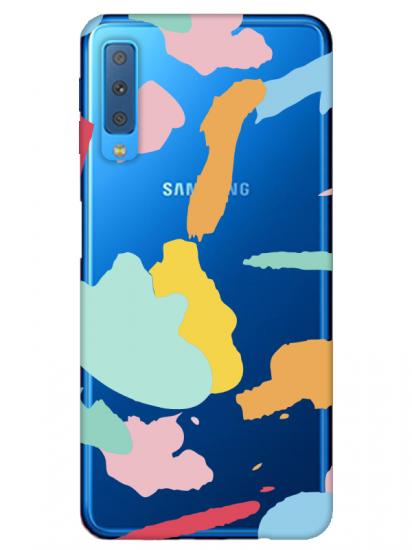 Samsung A7 2018 Sanatsal Boyalar Şeffaf Telefon Kılıfı