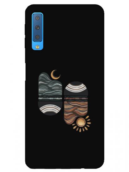 Samsung A7 2018 Sunset Wave Siyah Telefon Kılıfı