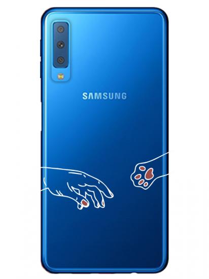 Samsung A7 2018 Hand And Paw Şeffaf Telefon Kılıfı
