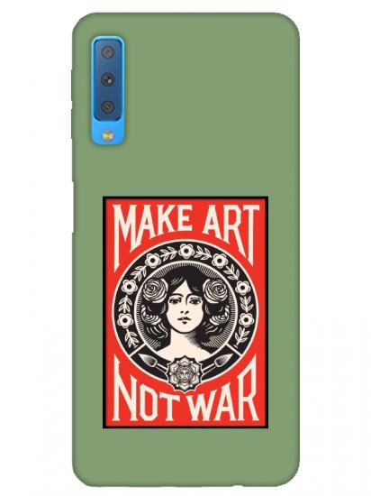 Samsung A7 2018 Make Art Not War Yeşil Telefon Kılıfı