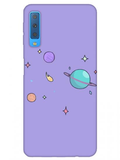 Samsung A7 2018 Gezegen Tasarım Lila Telefon Kılıfı