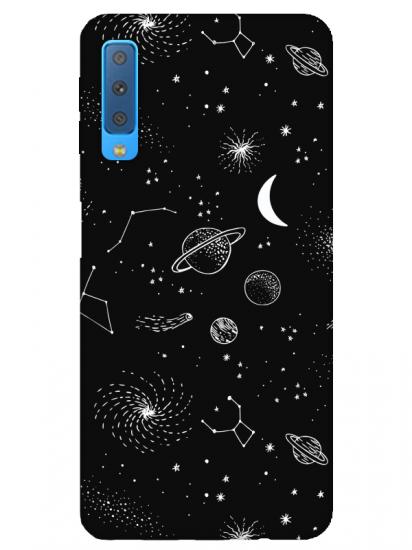 Samsung A7 2018 Gezegenler Siyah Telefon Kılıfı