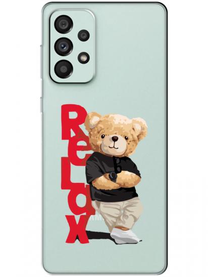 Samsung A73 Teddy Bear Relax Şeffaf Telefon Kılıfı