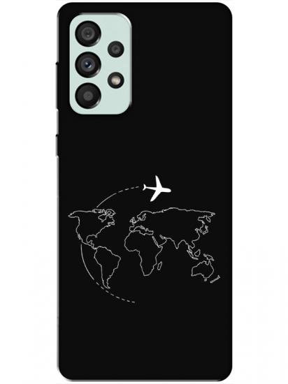 Samsung A73 Harita Uçak Siyah Telefon Kılıfı