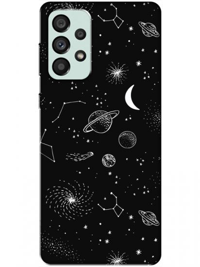 Samsung A73 Gezegenler Siyah Telefon Kılıfı