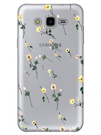 Samsung J7 Çiçekli Şeffaf Telefon Kılıfı