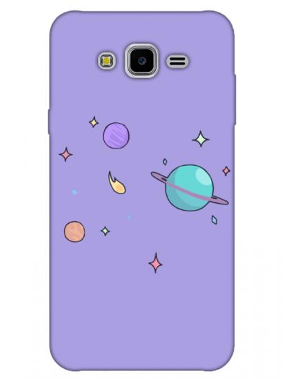 Samsung J7 Gezegen Tasarım Lila Telefon Kılıfı