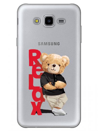 Samsung J7 Core Teddy Bear Relax Şeffaf Telefon Kılıfı