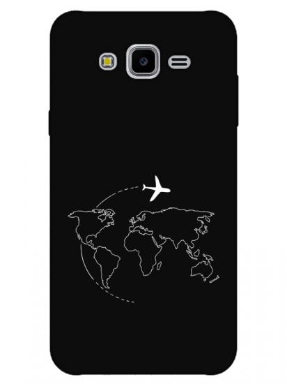 Samsung J7 Core Harita Uçak Siyah Telefon Kılıfı