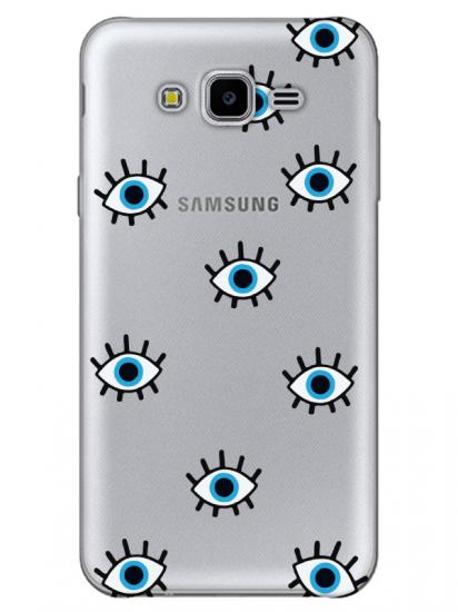 Samsung J7 Core Nazar Gözler Şeffaf Telefon Kılıfı
