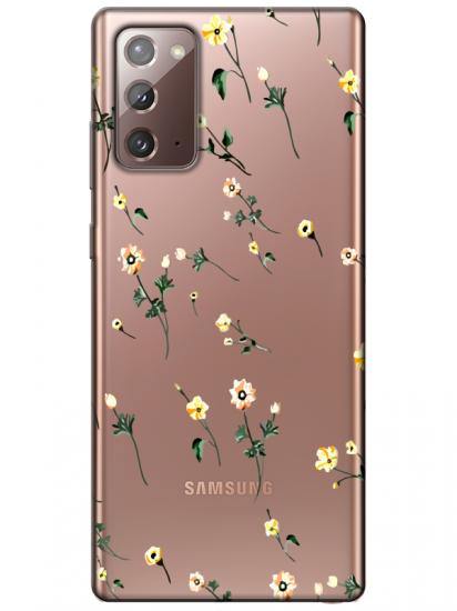 Samsung Note 20 Çiçekli Şeffaf Telefon Kılıfı