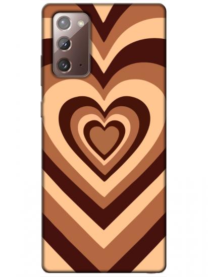 Samsung Note 20 Estetik Kalp Kahverengi Pembe Telefon Kılıfı