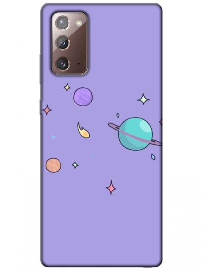 Samsung Note 20 Gezegen Tasarım Lila Telefon Kılıfı