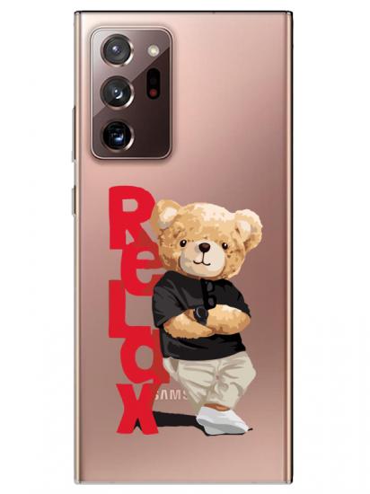 Samsung Note 20 Ultra Teddy Bear Relax Şeffaf Telefon Kılıfı