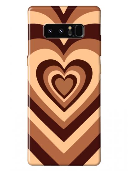 Samsung Note 8 Estetik Kalp Kahverengi Pembe Telefon Kılıfı