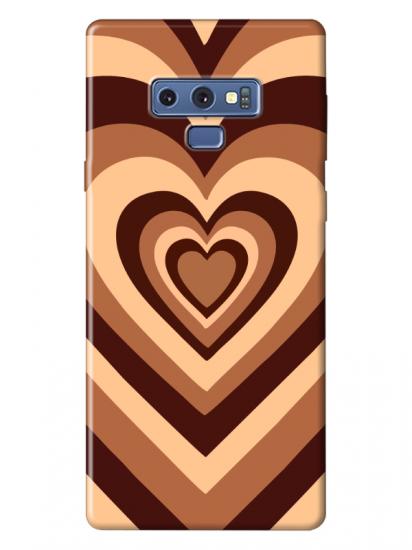 Samsung Note 9 Estetik Kalp Kahverengi Pembe Telefon Kılıfı