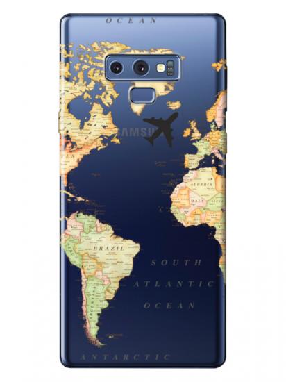 Samsung Note 9 Dünya Haritalı Şeffaf Telefon Kılıfı