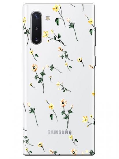 Samsung Note 10 Çiçekli Şeffaf Telefon Kılıfı