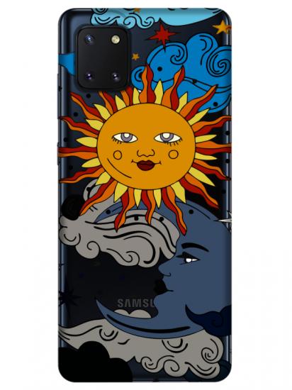 Samsung Note 10 Lite Güneş ve Ay Şeffaf Telefon Kılıfı
