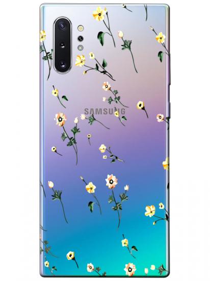 Samsung Note 10 Plus Çiçekli Şeffaf Telefon Kılıfı