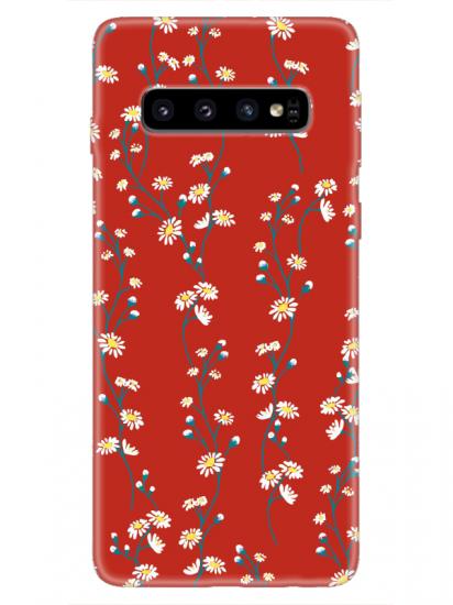 Samsung S10 Papatya Sarmaşığı Kırmızı Telefon Kılıfı