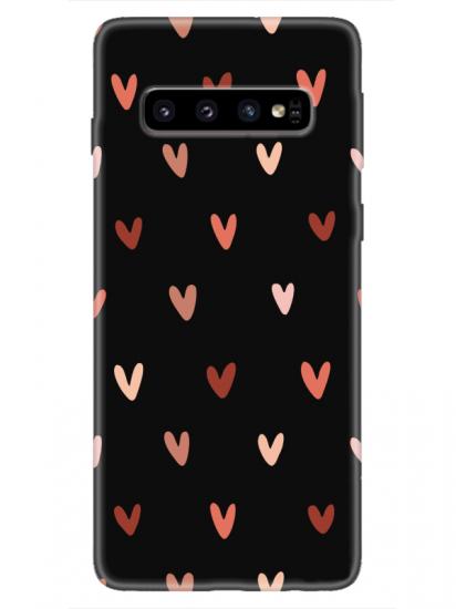 Samsung S10 Kalp Desen Siyah Telefon Kılıfı