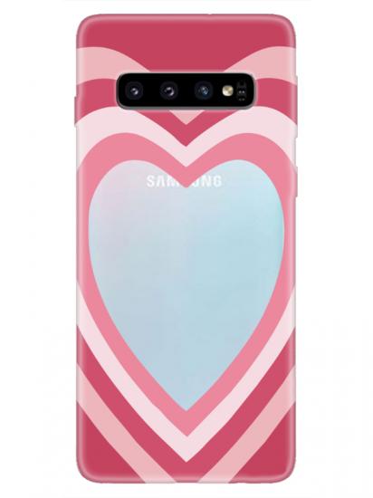 Samsung S10 Estetik Kalp Şeffaf Telefon Kılıfı