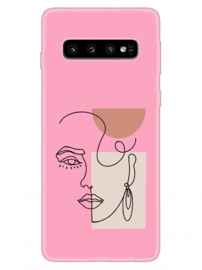 Samsung S10 Women Art Pembe Telefon Kılıfı
