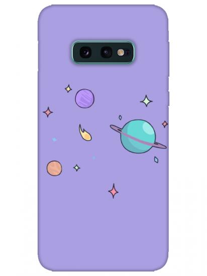 Samsung S10e Gezegen Tasarım Lila Telefon Kılıfı
