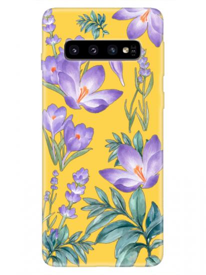 Samsung S10 Plus Kış Çiçeği Sarı Telefon Kılıfı