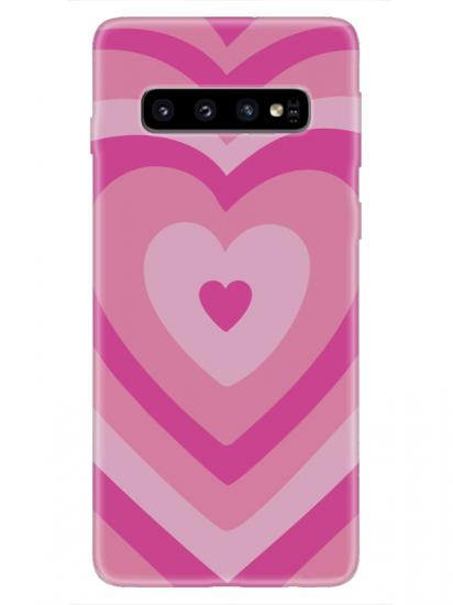 Samsung S10 Plus Estetik Kalp Pembe Telefon Kılıfı
