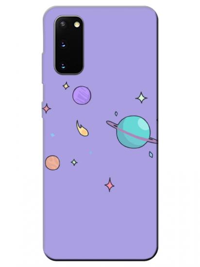 Samsung S20 Gezegen Tasarım Lila Telefon Kılıfı