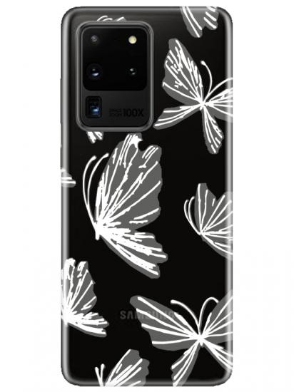 Samsung S20 Ultra Kelebek Şeffaf Telefon Kılıfı