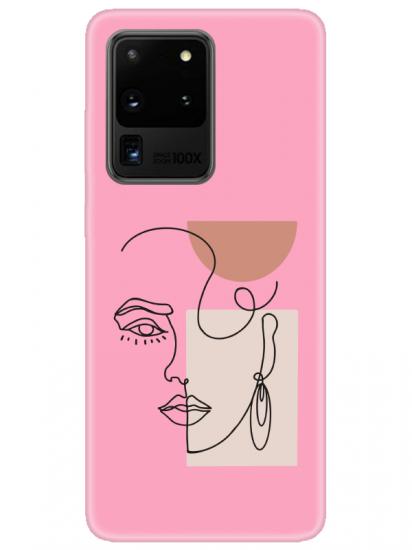 Samsung S20 Ultra Women Art Pembe Telefon Kılıfı