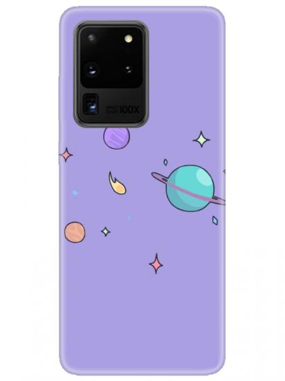 Samsung S20 Ultra Gezegen Tasarım Lila Telefon Kılıfı