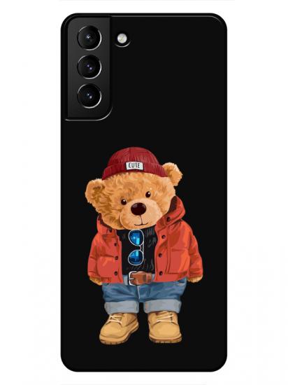 Samsung S21 Teddy Bear Siyah Telefon Kılıfı