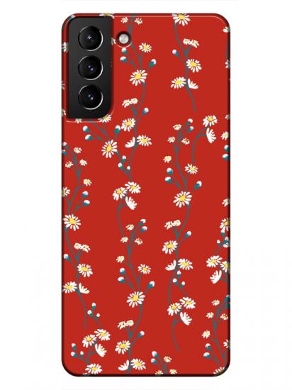 Samsung S21 Papatya Sarmaşığı Kırmızı Telefon Kılıfı