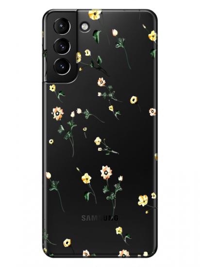 Samsung S21 Çiçekli Şeffaf Telefon Kılıfı