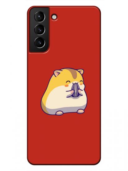 Samsung S21 Sevimli Hamster Kırmızı Telefon Kılıfı