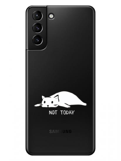Samsung S21 Not Today Kedi Şeffaf Telefon Kılıfı