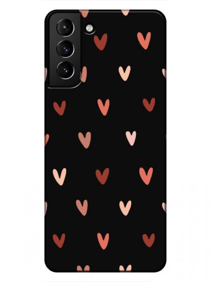 Samsung S21 Kalp Desen Siyah Telefon Kılıfı